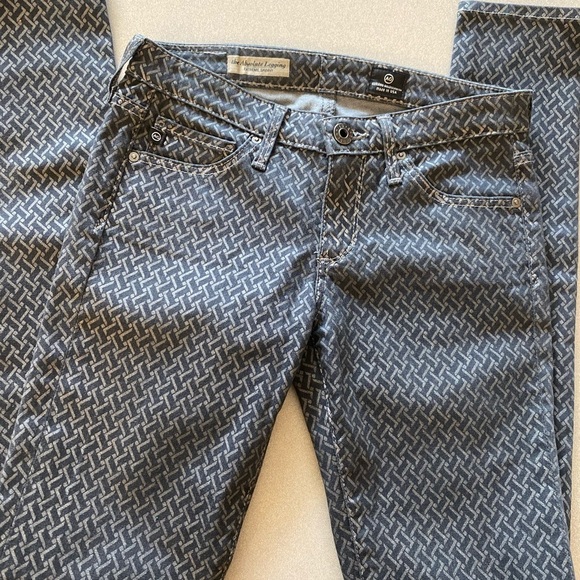 AG Gray Metallic Basketweave Pattern Metallic Absolute Legging Jeans - Picture 1 of 10